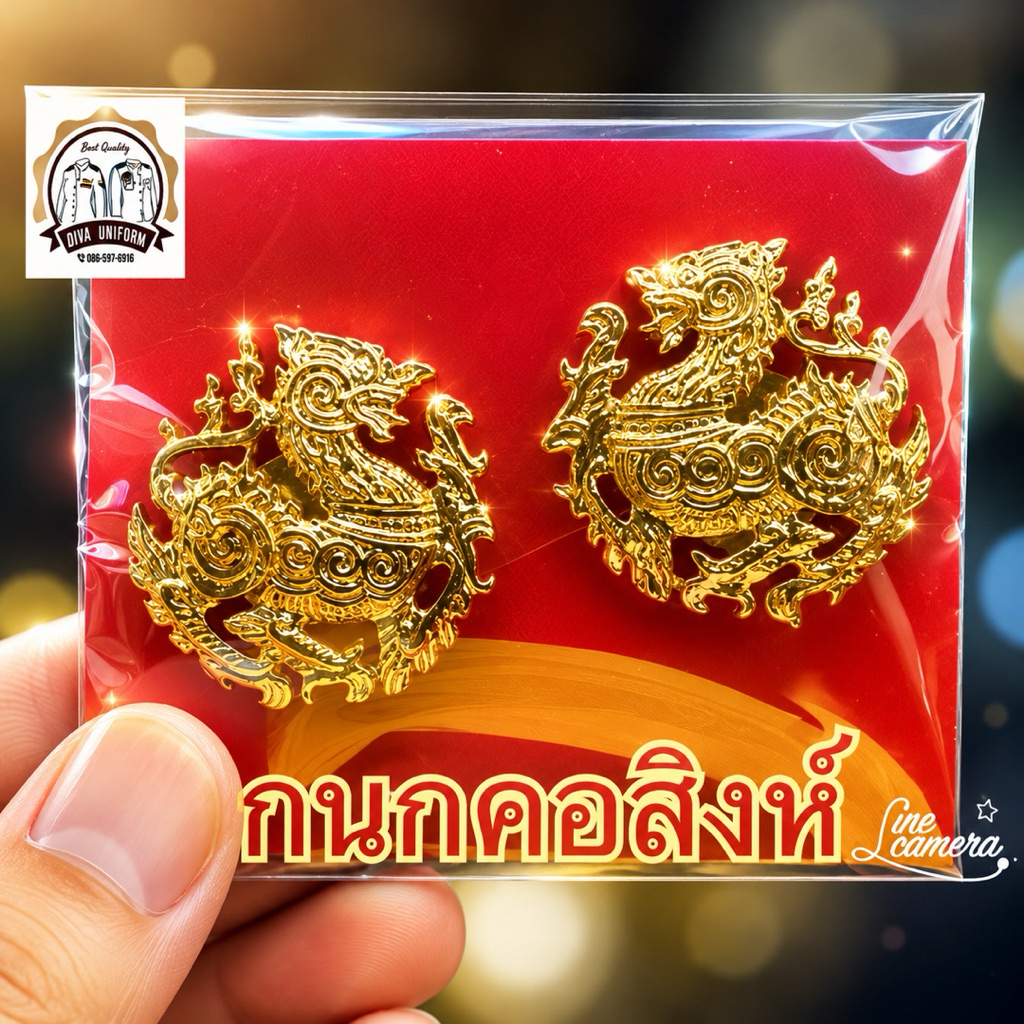 กนกคอสิงห์ เข็มสิงห์ กนกคอสิงห์แม่เหล็ก เข็มปก แบบแม่เหล็กเคลือบกันลอก