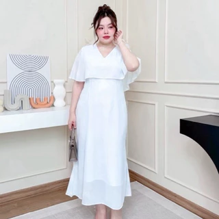 เดรสยาวสาวอวบอ้วนออกงาน สีชมพู/เบจน้ำตาล/ดำ/เขียวมิ้น/ฟ้าคราม/กรม/ขาว/น้ำตาลวอลนัท