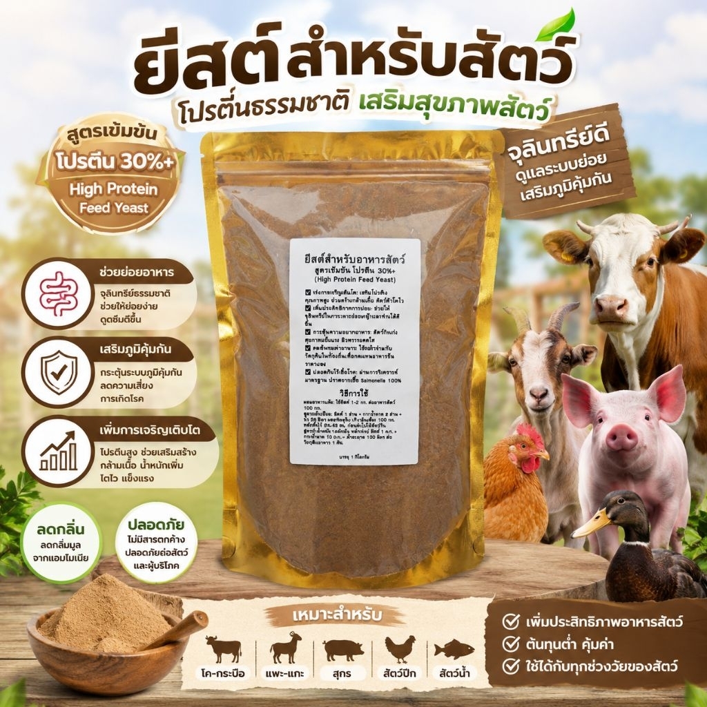 ยีสต์อาหารสัตว์ ช่วยกระตุ้นการหยั่งอาหาร ปรับสมดุลในลําไส้ ให้ดูดซึมสารอาหารได้ดีมากยิ่งขึ้น กินแล้วอ้วนใหม่สุขภาพดี
