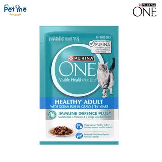 (ยกกล่อง 12ซอง) Purina One เพียวริน่าวัน อาหารเปียกแมวเกรดพรีเมี่ยม ในน้ำเกรวี่ 70g
