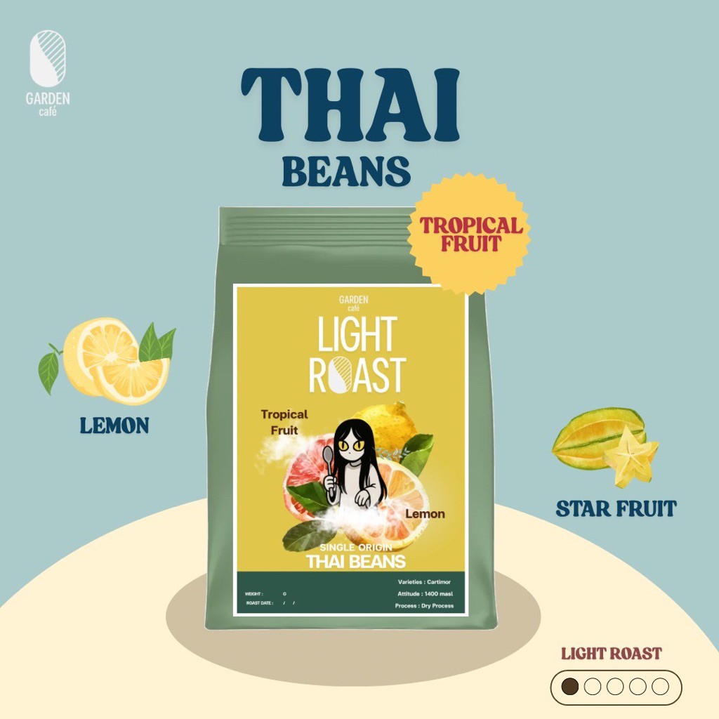 เมล็ดกาแฟ Light Roast เมล็ดไทย (250g/500g)