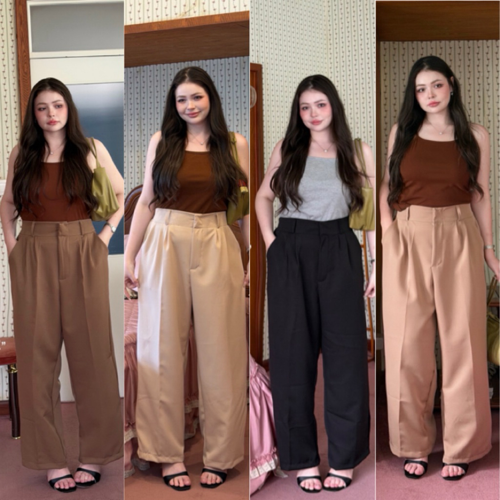 LD กางเกงขายาวสาวอวบตะขอหน้าเอวสูงใส่ทำงาน ใส่เที่ยว ไซส์ใหญ่ Plussize