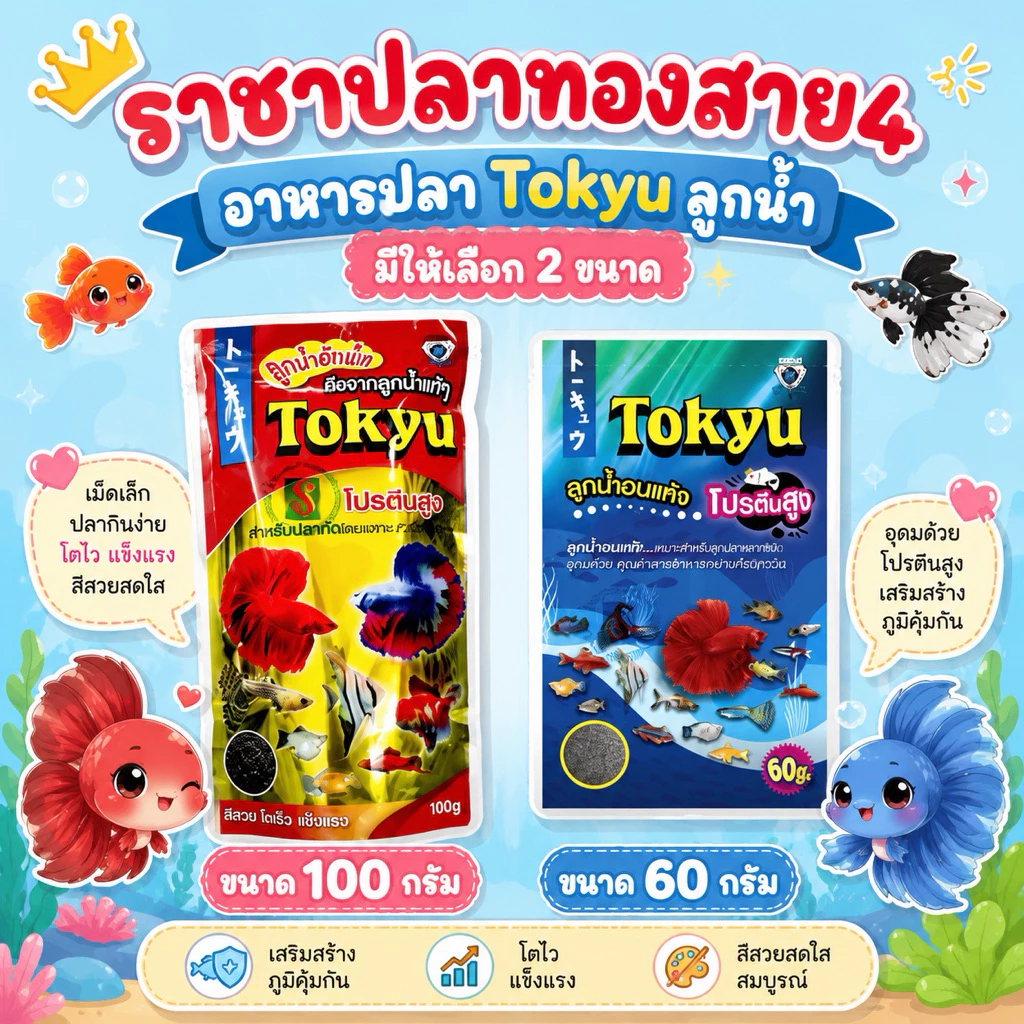 อาหารปลากัดTokyu ลูกน้ำอัดเม็ด ลูกน้ำอบแห้ง