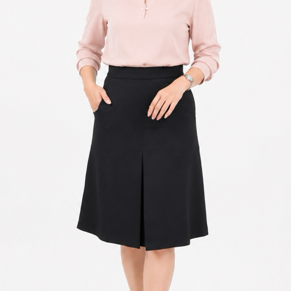 ิbykkskirt กระโปรงทำงาน ทรงเอ รุ่น ทวิตหน้า 2 กระเป๋า ผ้านาโน สีดำ  มีซับใน 24 นิ้ว S-6XL กระโปรงครู กระโปรงข้าราชการ
