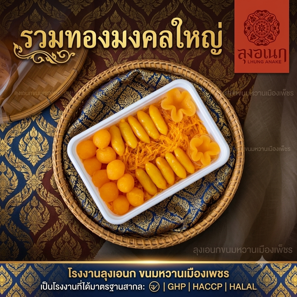 รวมทองมงคลใหญ่ ทองหยอด ฝอยทอง ทองหยิบ เม็ดขนุน ลุงอเนกขนมหวานเมืองเพ็ชร์ เมืองเพชรบุรี