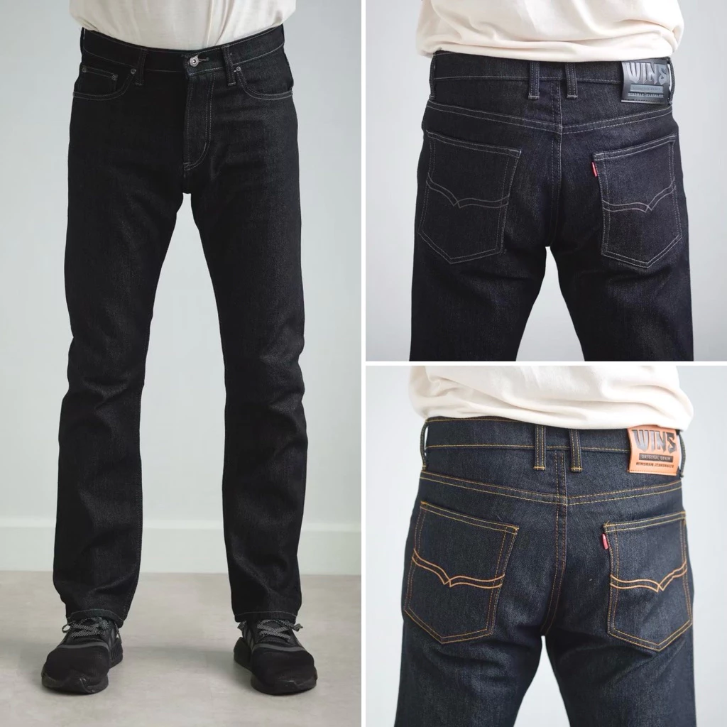 WINSMAN รุ่น WZ501&502 กางเกงยีนส์ผู้ชายทรงกระบอกเล็ก ผ้ายืดสีมิไนท์ฟอกนุ่มเป้าซิป( Slim Regular-Fit )ใส่สบาย ดูหุ่นดี