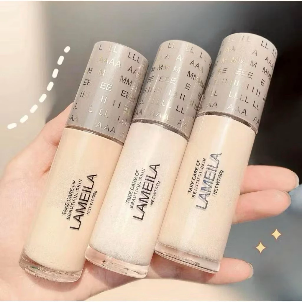 LAMEILAคอนซีลเลอร์ ครีมรองพื้น สูตรน้ำนมแพะ ปกปิดผิวให้เรียบเนียน คุมมันกันน้ำ ราคาถูก