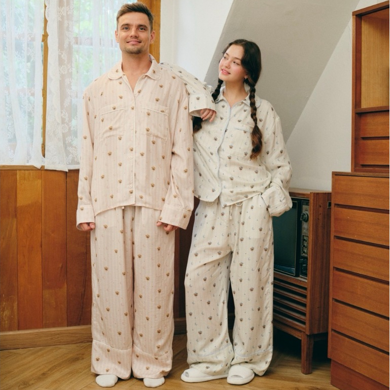 lookbookpetite x saeson |  TENCEL™ Story time pajamas (adult) สี Dreamy pink moon, Dreamy blue moon,