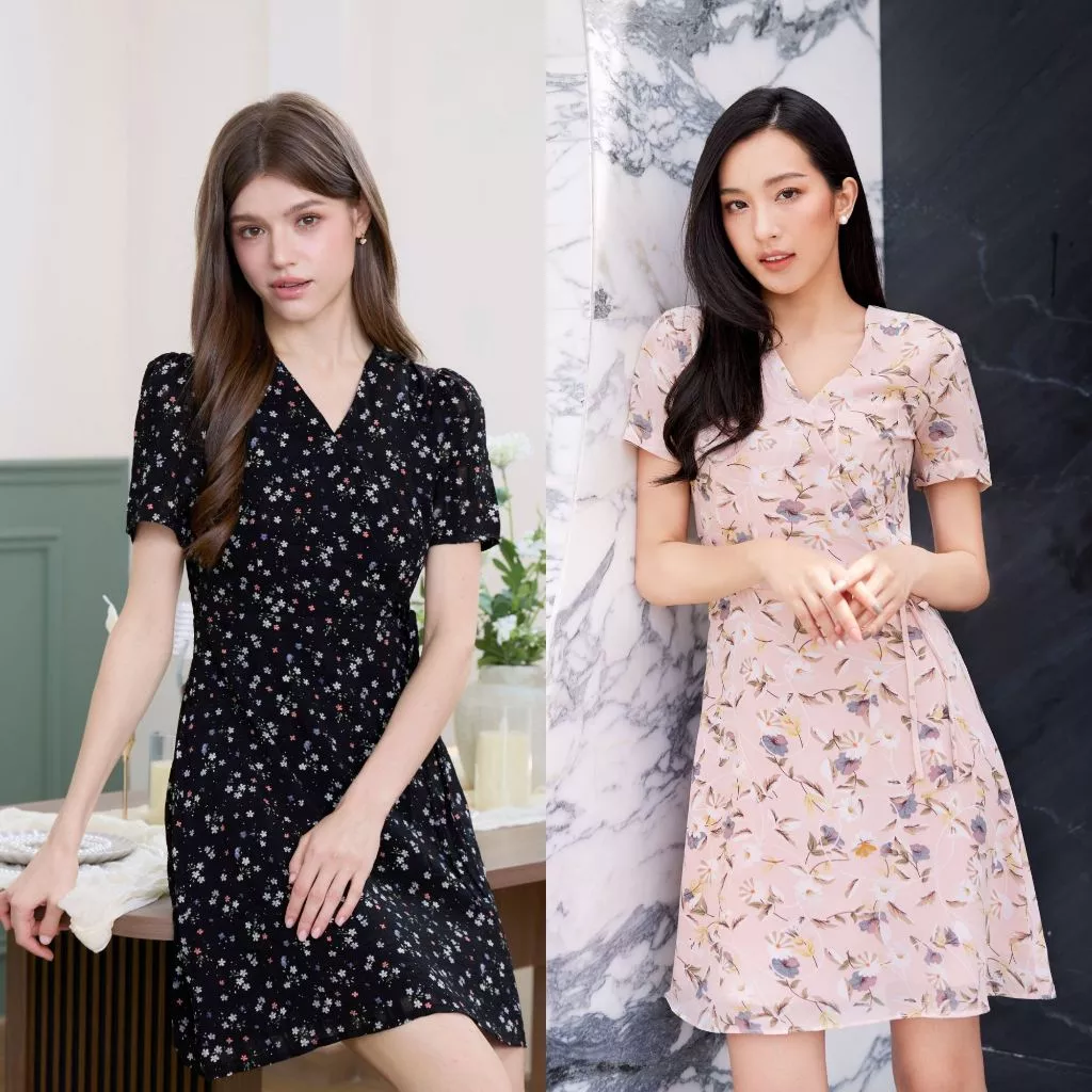 Cheryl brand - Lindsay Dress in Floral Print / เดรสสั้นพิมพ์ลายดอกไม้