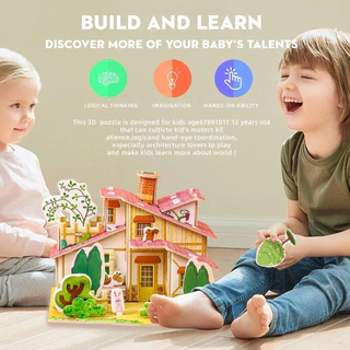 ชุดบ้าน 3D ของเล่นเด็ก จิ๊กซอว์โมเดล บ้านจำลอง 3 มิติ ของเล่นเสริมพัฒนาการ DIY ฝึกสมาธิ สร้างสรรค์สำหรับเด็ก