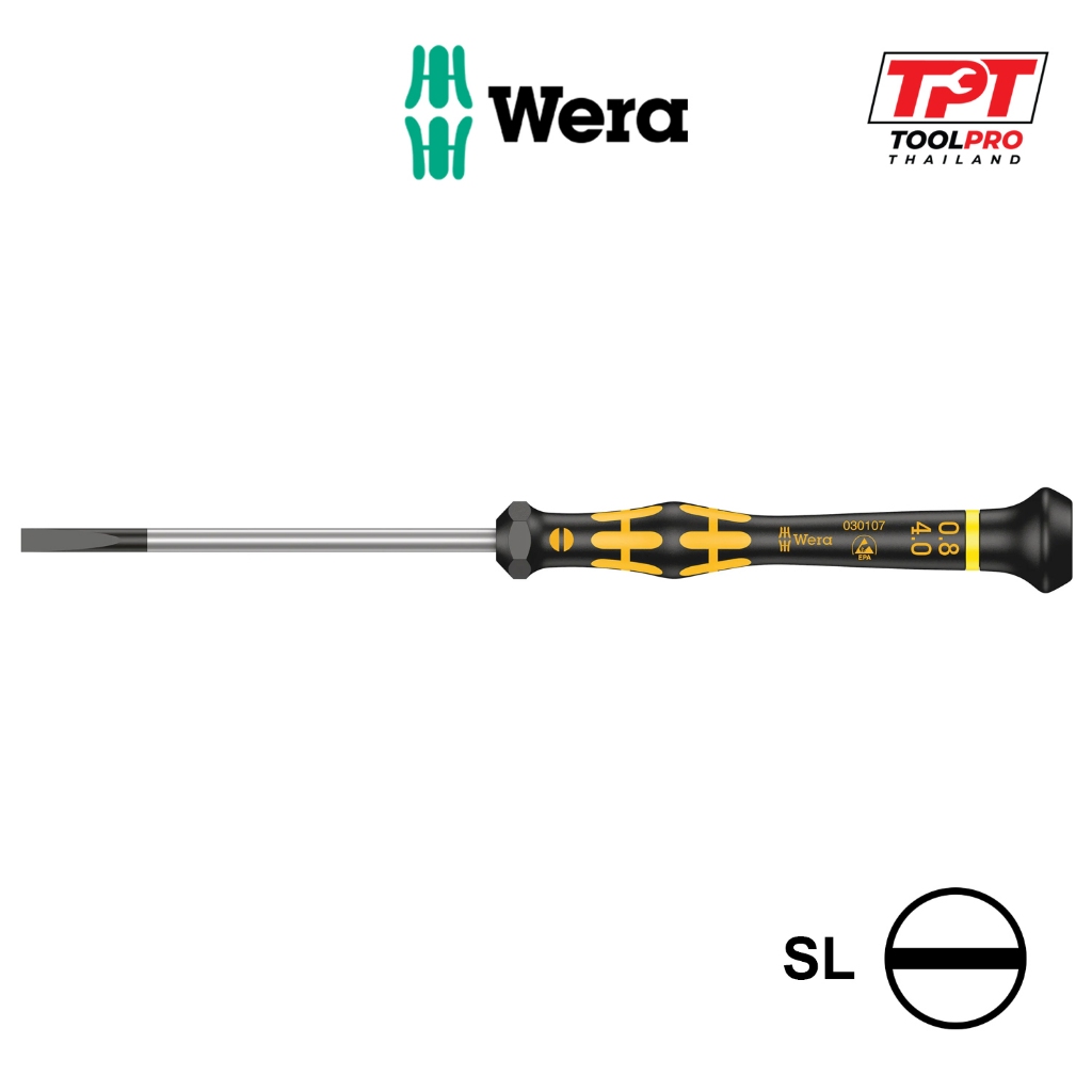 Wera ไขควง ไมโคร ปากแบน 1578 A ESD Micro Screwdriver for Slotted Screws