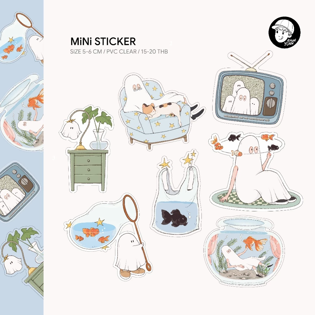 khunyunn - MIni Sticker Coming Home collection สติกเกอร์ไดคัท ขอบใส กันน้ำ