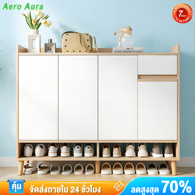 ตู้รองเท้า ชั้นวางรองเท้า แข็งแรง ตู้เก็บของ ทนท วางของได้ ตู้วางรองเท้า Shoe Rack Cabinet พร้อมประตูตู