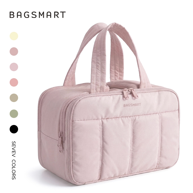BAGSMART กระเป๋าเครื่องใช้ในห้องน้ำท่องเที่ยว กระเป๋าห้องน้ำขนาดใหญ่สำหรับผู้หญิง ผู้จัดกระเป๋าเครื่องสำอางที่มีน้ำหนักเ
