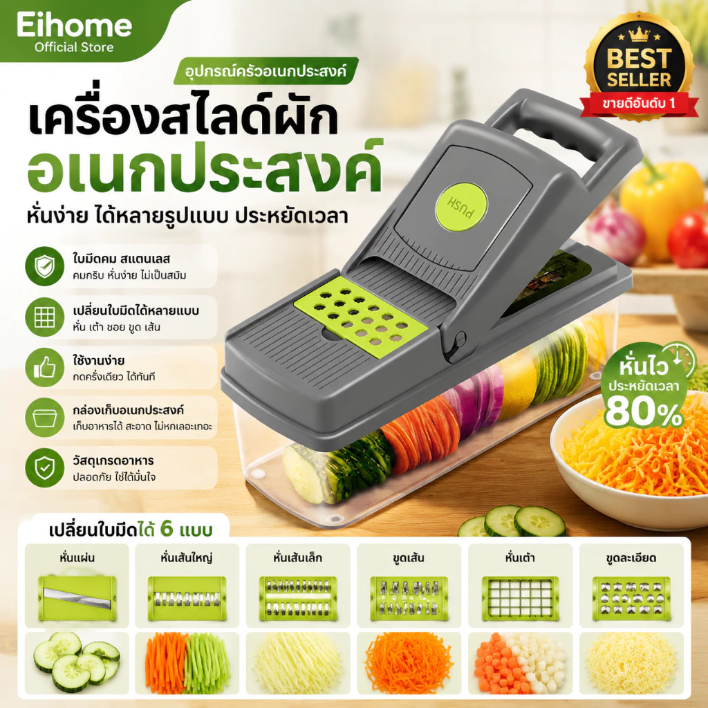 Eihome ชุดสไลด์ผักผลไม้ Vegetable Chopper & Multifunction Chopping Board สำหรับหั่นผัก ผลไม้