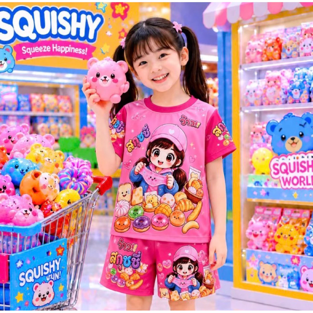 ชุดสกุดชี่เด็กผ้านิ่มใส่สบายลายน่ารัก