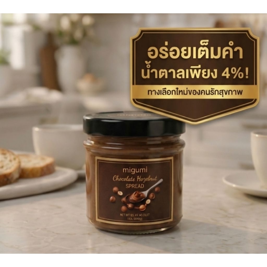 Amphawa  Hazelnut   Choco Spread สเปรดเฮเซลนัทโกโก้ สูตรน้ำตาลต่ำ