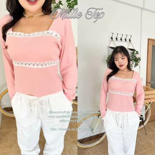(พรีเฉพาะสีขาว) Mille Top เสื้อแขนยาวแต่งดีเทลลูกไม้ - clarine_bkk