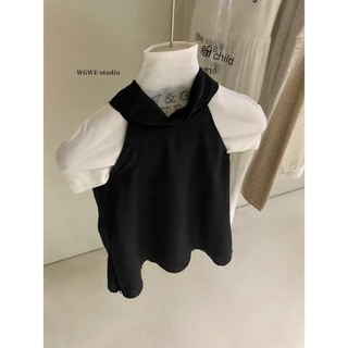 (พร้อมส่ง) เสื้อแขนกุดผูกโบว์หลัง - 10090 TAG WG.WE 🇰🇷
