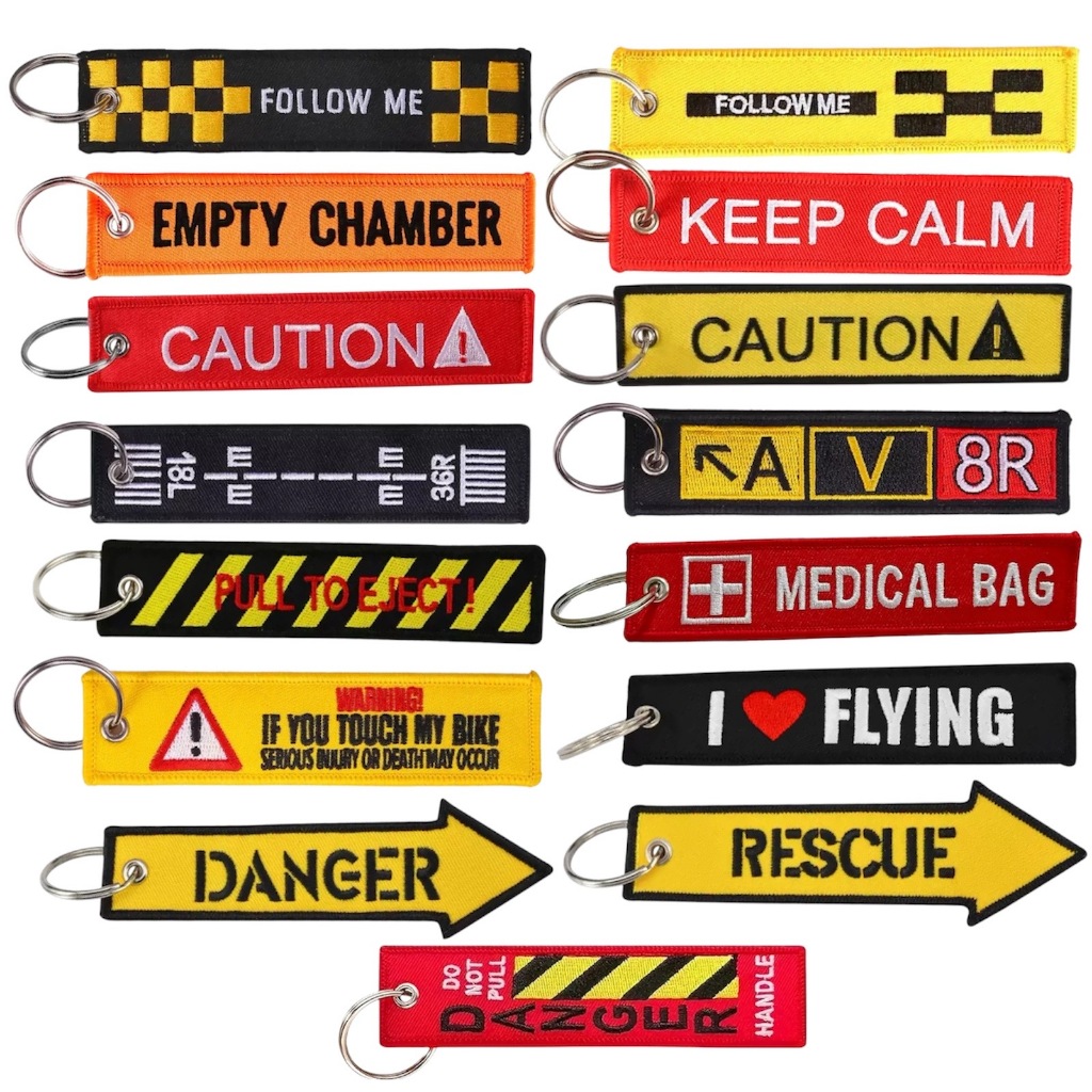 [มีหลากลาย] พวงกุญแจผ้าปัก มอเตอร์ไซค์ รถยนต์ Remove Before Flight สายห้อยกุญแจเท่ๆ Aviation Keychai