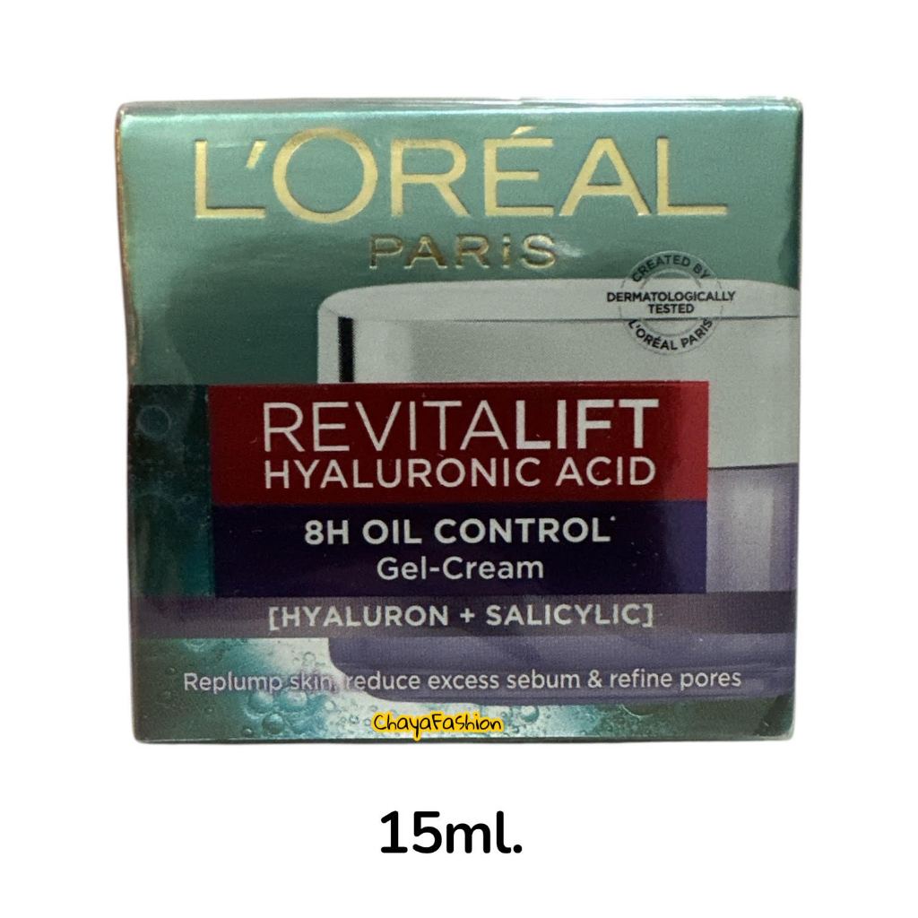 *SALE* L'OREAL ลอรีอัล ปารีส รีไวทัลลิฟท์ ไฮยาลูรอนิค แอซิด 8เอช ออยล์ คอนโทรล เจล ครีม 15 มล. Exp07/27