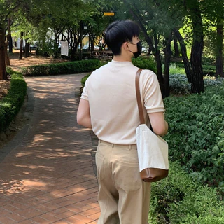 เสื้อแขนสั้นคอเฮนรีสำหรับผู้ชาย ตัดรูปสวยแสดงรูปร่าง ทันสมัยง่ายต่อการจับคู่