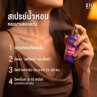 [เซ็ตแพคเกจใหม่สุดคุ้ม] Kiss My Body โลชั่นน้ำหอม 200g สเปรย์น้ำหอม 80ml ครีมอาบน้ำ 380ml กลิ่น Sweet Vanilla Cotton