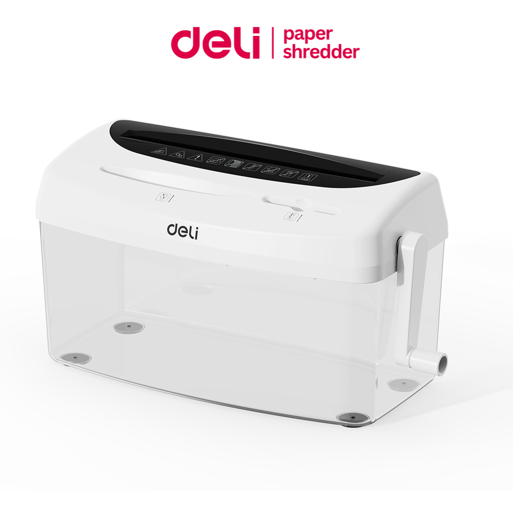 Deli เครื่องย่อยกระดาษ 4 ลิตร เครื่องทำลายเอกสาร แบบมือหมุน ขนาด A4 รับประกัน1ปี Paper Shredder