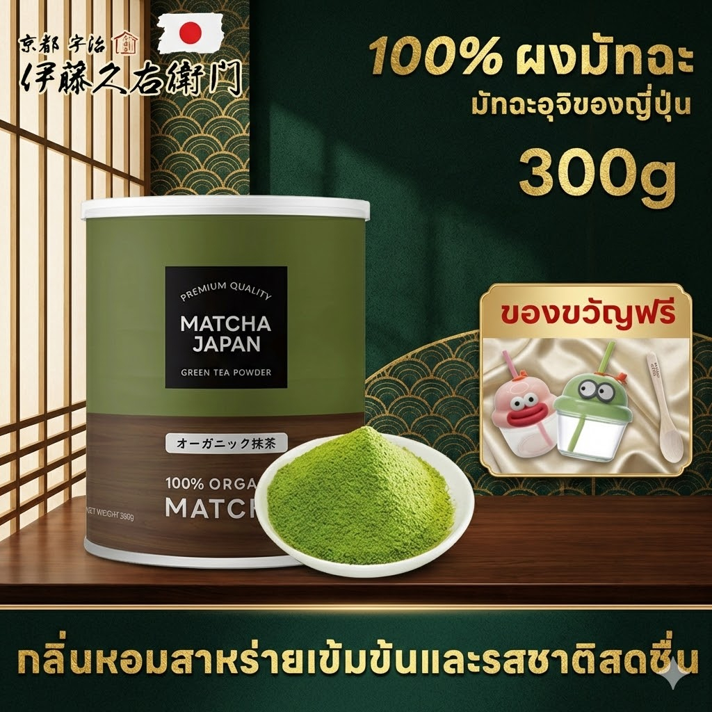 【ของแท้ 100%】Matcha Japan ผงมัทฉะแท้ ออร์แกนิค มี อย. คีโตทานได้ ไม่ผสมแป้งและน้ำตาล ไม่ขม (180g / 300g)