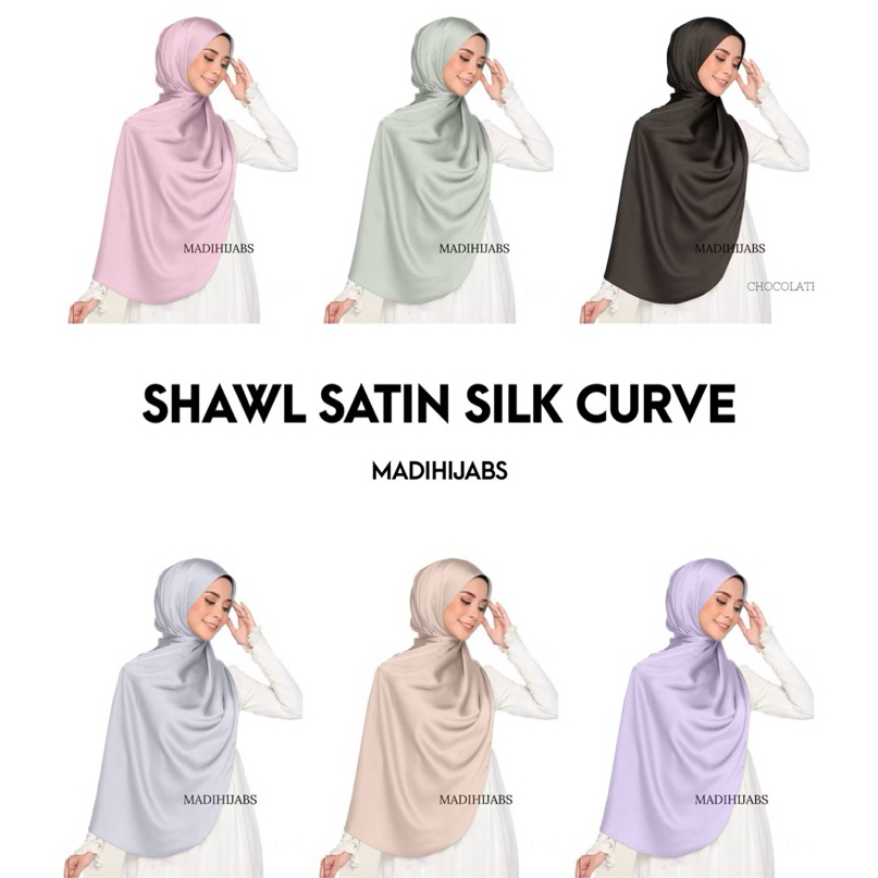 SHAWL SATIN SILK CURVE ผ้าซาตินซิลค์พรีเมียมมุมโค้ง พันยาว