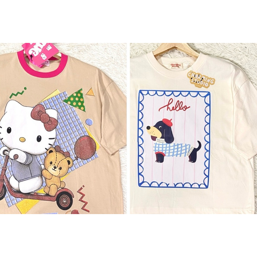 มือ 1 เสื้อยืดแขนสั้น เสื้อยืดงานป้ายห้อย ผ้าคอตตอนไฮเอน