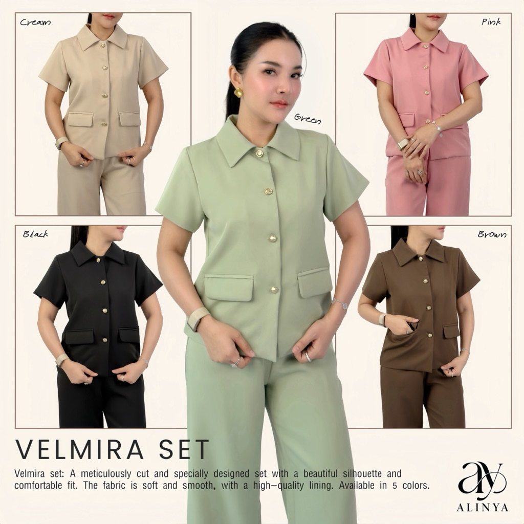 S005 / Velmira set (ชุดเซตเสื้อ + กางเกงขายาว)