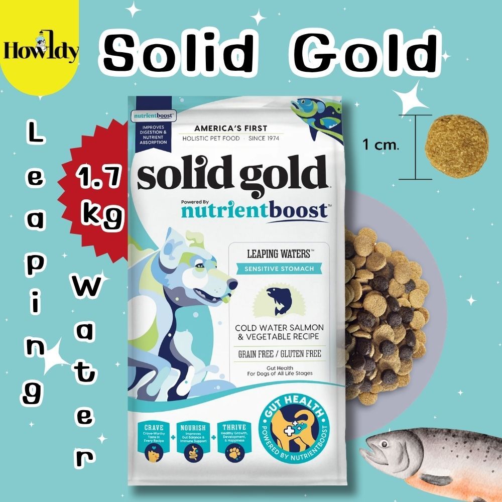 [Exp09/27] Solid Gold - Leaping Waters อาหารสุนัขโฮลิสติก สูตรปลาแซลมอน บำรุงลำไส้และระบบย่อยอาหาร ขนาด 1.70 kg
