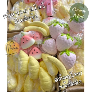 พร้อมส่ง - สกุชชี่ ผลไม้ ขนมปัง นุ่มหนึบ บีบคลายเครียด คืนตัวช้า สกุชชี่ (Squishy) (มีหลายแบบ) AA-22