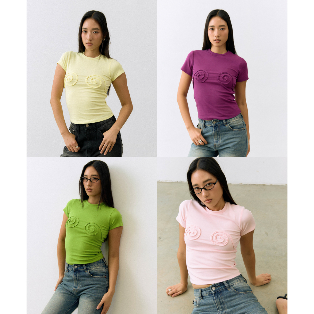 ENDOFMARRCH | Spiral Ruffle Top เสื้อ ผ้ายืด เว้าหลัง
