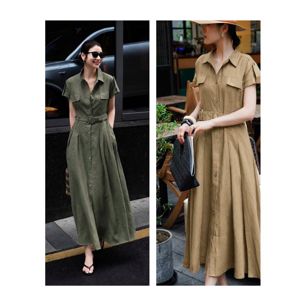 ONLY ME  Midi Dress เดรสผ้าคอตตอน+ลินิน สะโพกปล่อย ผ้านิ่ม ตัวนี้สวย หรู ดูแพง