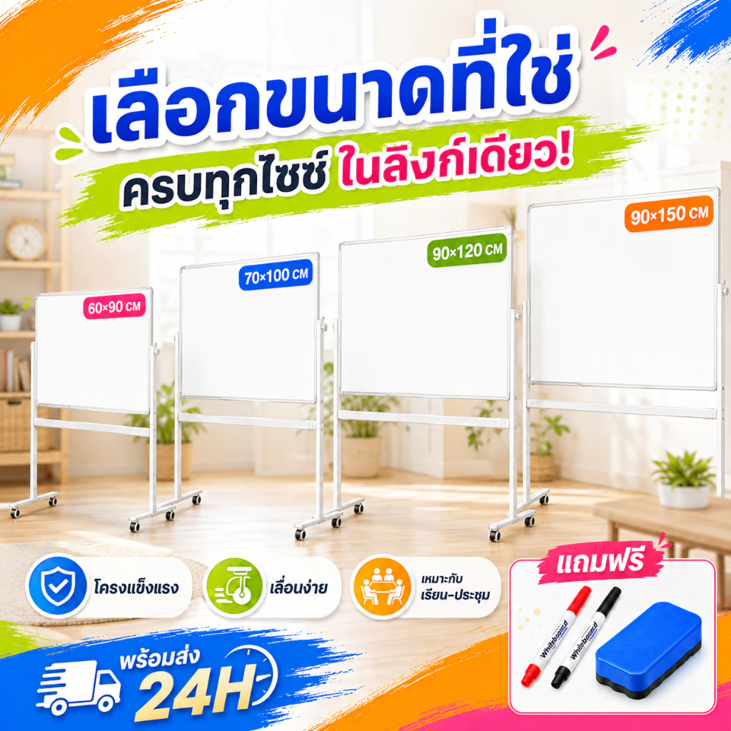 ไวท์บอร์ด Whiteboard 180*90/150*90/12*90cm กระดานแม่เหล็ก กระดานไวท์บอร์ด อุปกรณ์สำนักงาน กระดานเขียนลบได้