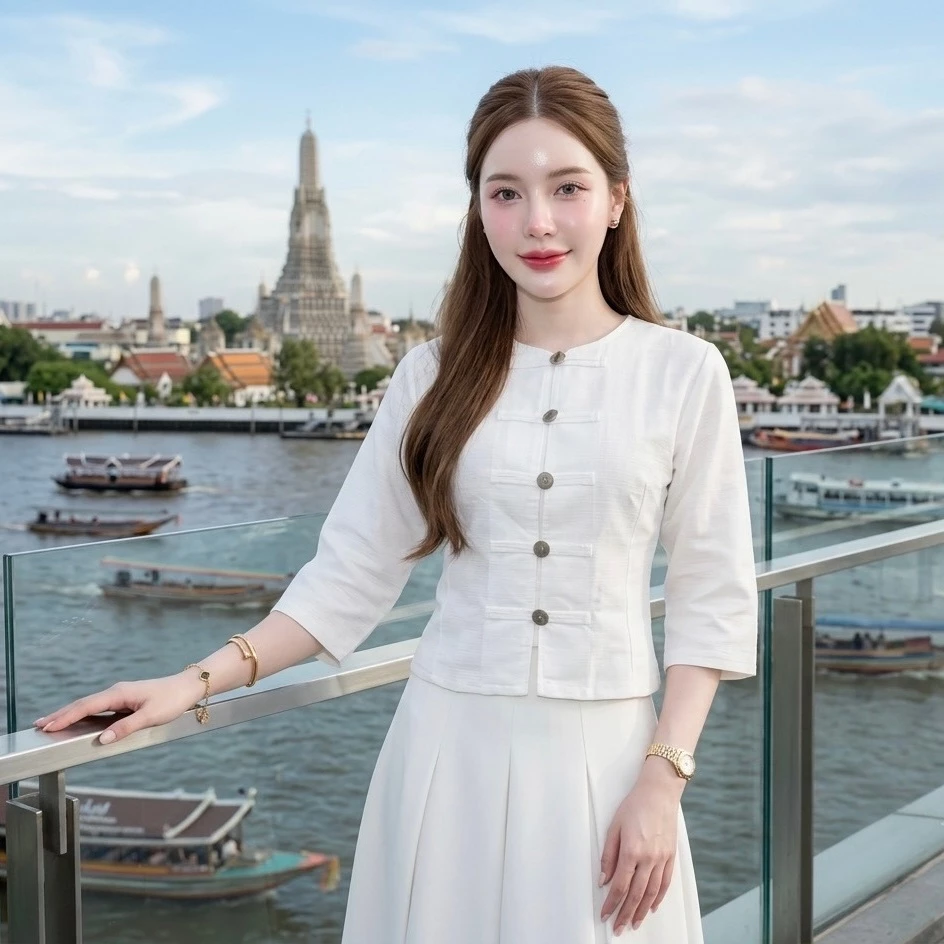 LANNA - เสื้อแขนยาวผ้าไทยกระดุมเหรียญ (รุ่นกาสะลอง) เสื้อผ้าไทยผู้หญิง ผ้าฝ้ายชินมัย ทรงสวยใส่สวยมากค่ะ