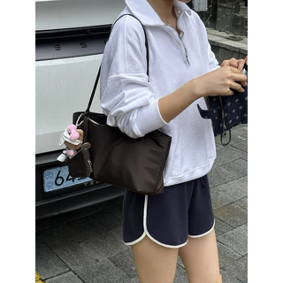 Oncyshop กระเป๋าสะพาย แถมใบเล็กทุกออเดอร์ คู่สีbrown-pink กระเป๋าไนลอน