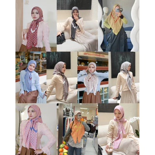 Monogram Iconic TB ฮิญาบพิมพ์ลายIcon ผ้าCotton Spandexนุ่มเบาพริ้วเด้งใส่สบาย