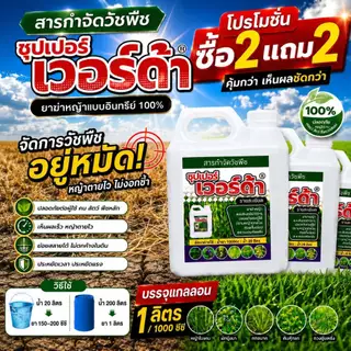 💥 ซุปเปอร์ เวอร์ด้า อินทรีย์ 100% โปรซื้อ 2 แถม 2 ฉีดง่าย หญ้าตายเรียบ เห็นผลเร็ว