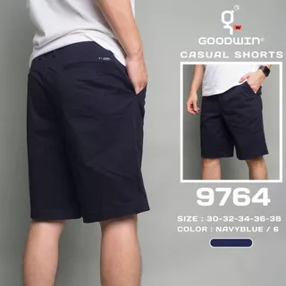 GOODWIN - 9764 CASUAL SHORTS กางเกงขาสั้นเอวขอบร้อยเข็มขัดผู้ชาย ผ้ายืด สีพื้น
