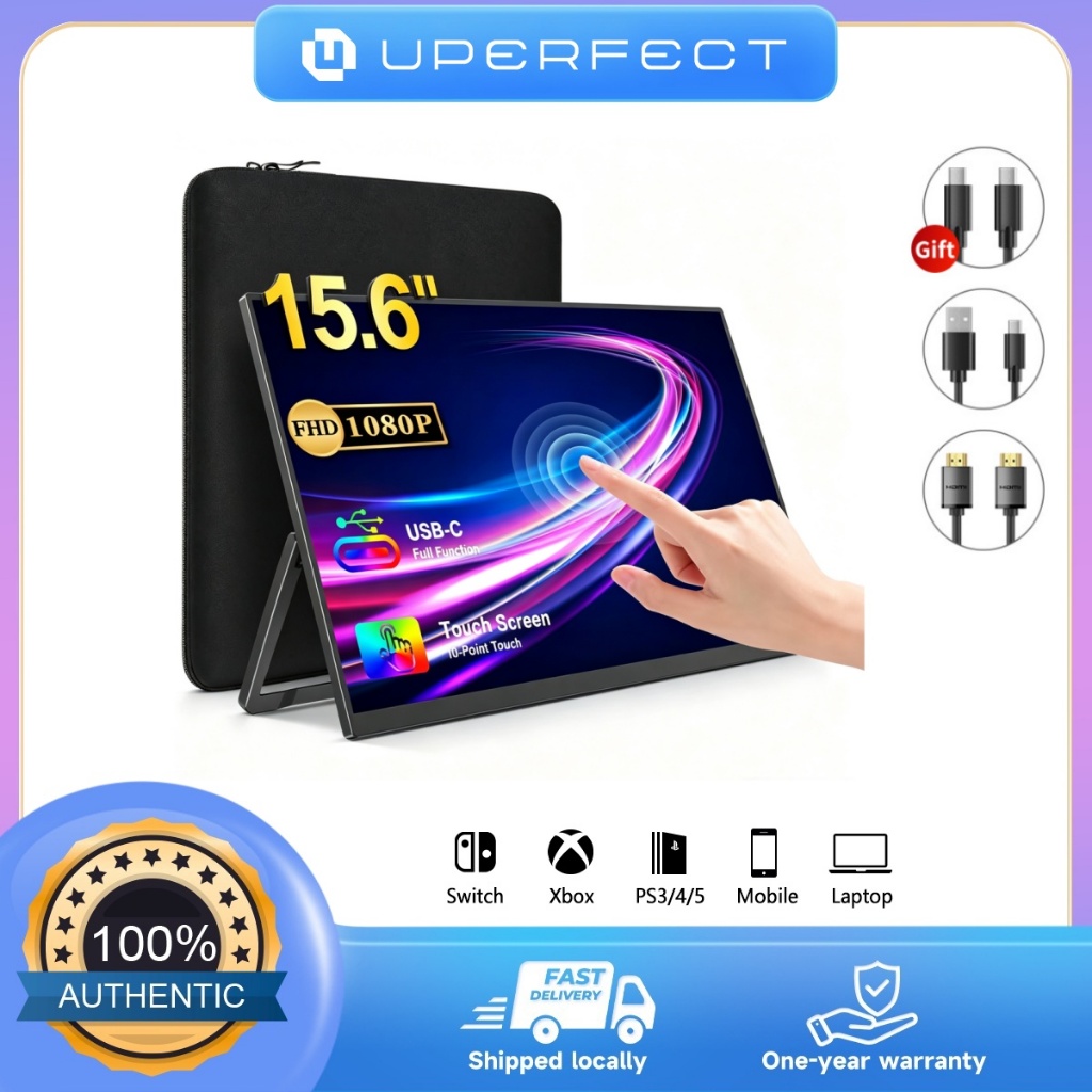 UPERFECT【Local delivery】Touch Screen Portable Monitor จอภาพแล็ปท็อปแบบพกพาบางเฉียบพร้อมขาตั้ง with free gift bag