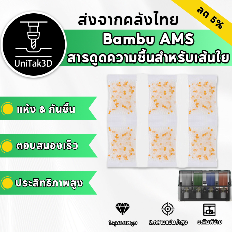 【 สินค้าพร้อมส่ง】6pcs ตัวดูดความชื้น BambuLab เปลี่ยนสีได้ เหมาะสำหรับ Bambu Lab P1S/P1P/X1/X1C AMS สำหรับทำให้เส้นวัสดุ