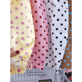 POPUP BKK | POPPI กางเกงลินินลายจุด ทรงบอลลูน ปรับปลายขาได้ (Free Size S-L ใส่ได้)