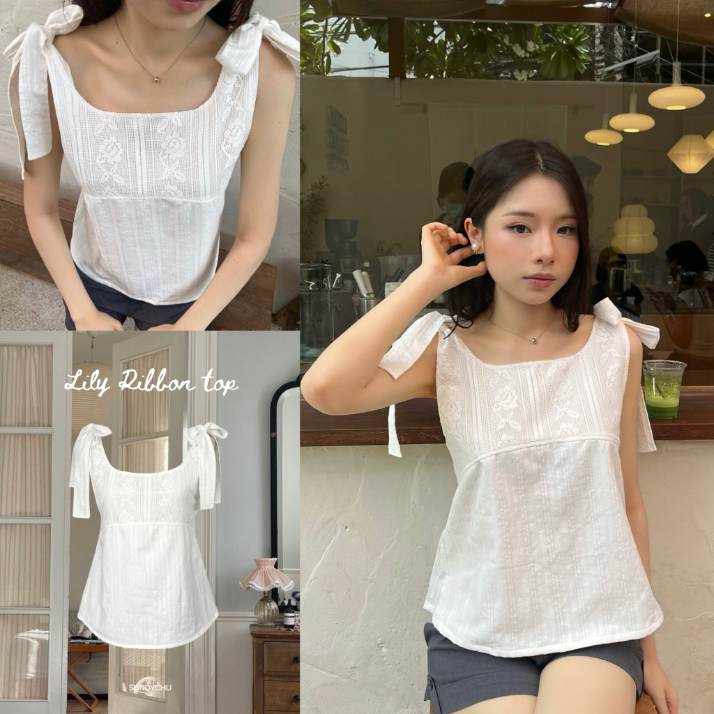 Lily Ribbon top - เสื้อผูกไหล่