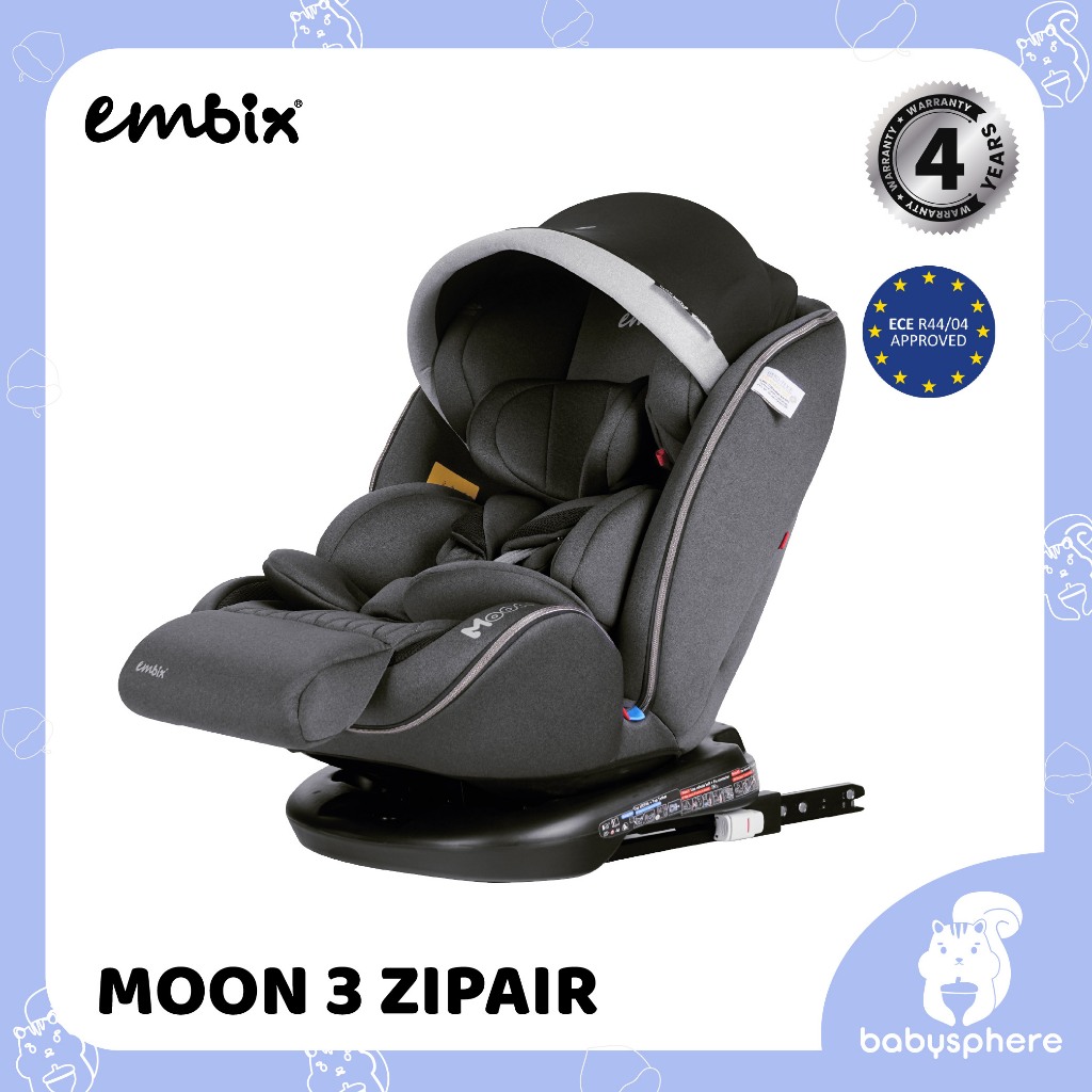 EMBIX | คาร์ซีท MOON 3 ZIPAIR | ติดตั้งด้วย ISOFIX หรือเบลท์ | หมุนได้ 360 องศา พร้อมซิปถอดซักสะดวก