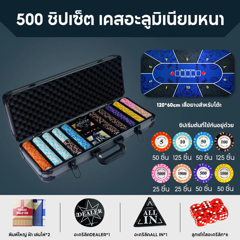 🚚พร้อมส่งจากไทย ส่งผ้าปูโต๊ะ【300/400/500ชิป】 คุณภาพสูง อุปกรณ์เหรียญทองสำหรับเล่นเกมกระดาน