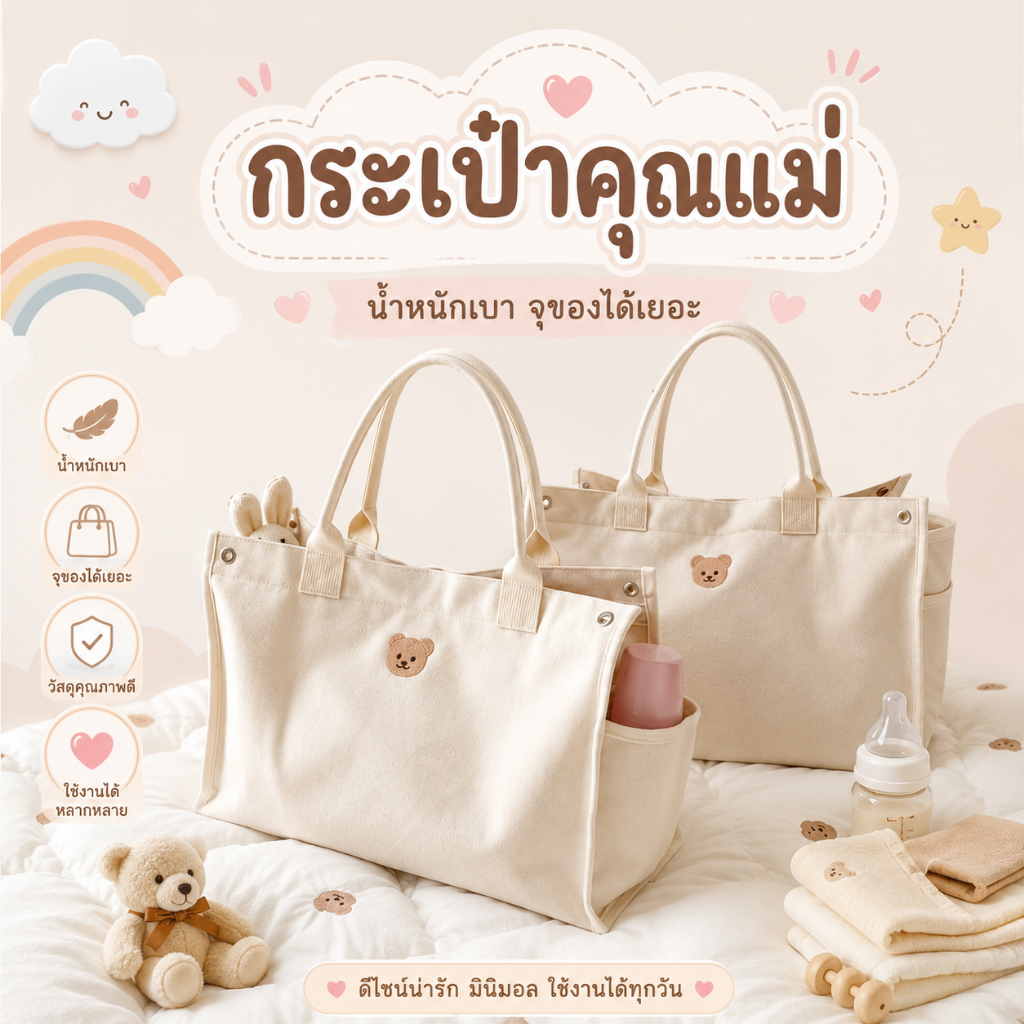 Royal kids กระเป๋า ใส่ของได้เยอะ กระเป๋าผ้า อเนกประสงค์