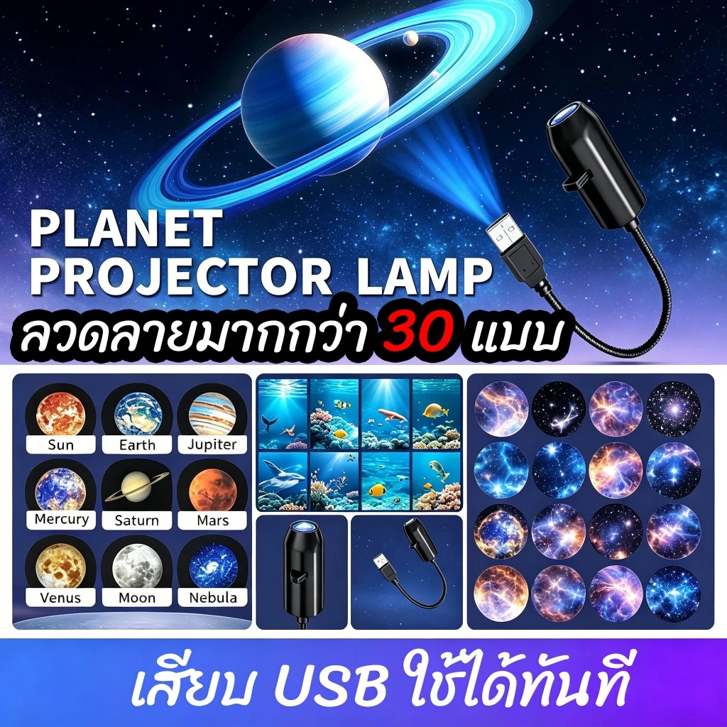 ✔[🇹🇭พร้อมส่ง🎁]โคมไฟดวงจันทร์ โปรเจคเตอร์เปลี่ยนลายท้องฟ้าได้ ชาร์จ USB ไฟตกแต่งสร้างบรรยากาศสุดคิ้วท์ L88